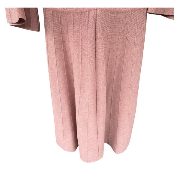 Lela Rose Blush Pink Wool Blend Dress Size Medium W/ Pleated Sleeves Mid-Length - Picture 13 of 13